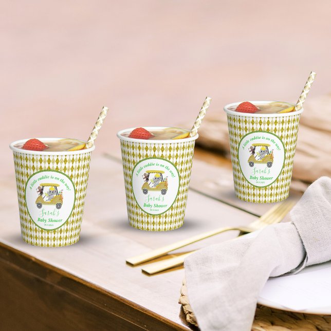 Vasos De Papel Purpurina Elefante y Monkey Golf Baby Shower Retur (Subido por el creador)