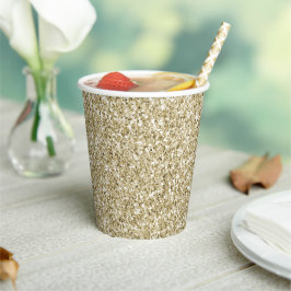 Vasos De Papel Purpurina Glam Luxe Gold        