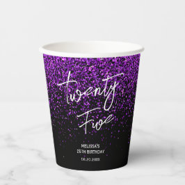 Vasos De Papel Purpurina morado espumoso negro cualquier cumpleañ
