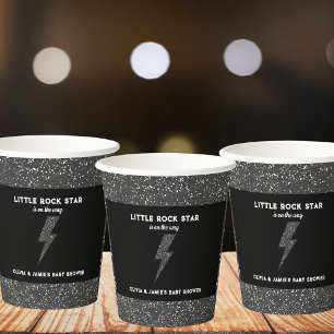 Vasos De Papel Purpurina negro estrella de Little Rock Baby Showe
