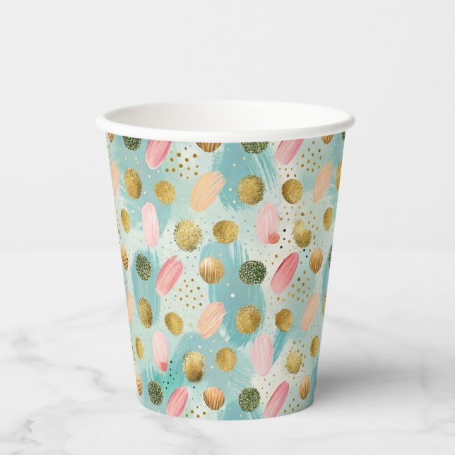 Vasos De Papel Purpurina Pastel Confetti Resumen Modelo (2) (Anverso)