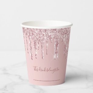 Vasos De Papel Purpurina rosa rubor de cumpleaños a la que perten