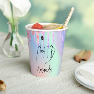 Vasos De Papel Purpurina rosado Drin Nodal Anillo de Bacheloret