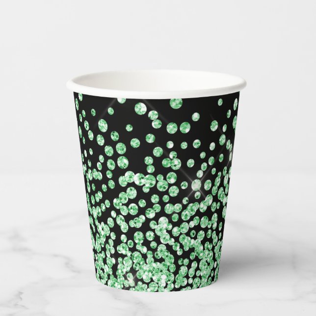 Vasos De Papel Purpurina verde imprimir chispas de confetti brill (Anverso)