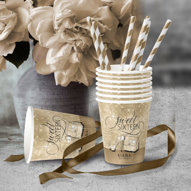 Vasos De Papel Purpurina y dulzura fina 16 V2 Gold ID675 (Subido por el creador)