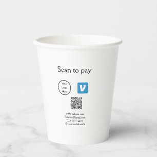 Vasos De Papel Q R código venmo scan para pagar añadir logotipo m