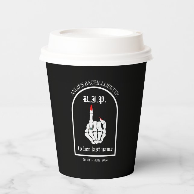 Vasos De Papel QEPD su apellido Bachelorette Party Paper Cups (Anverso)