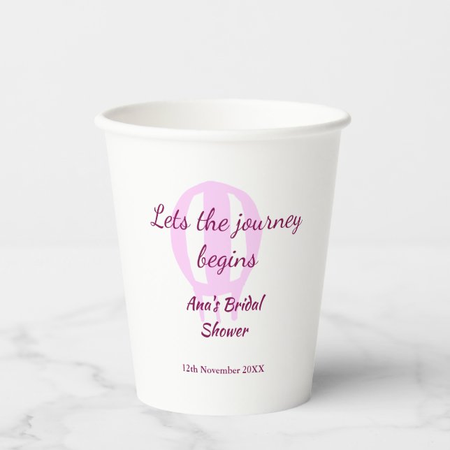 Vasos De Papel que comience el viaje despedida de soltera pin con (Anverso)