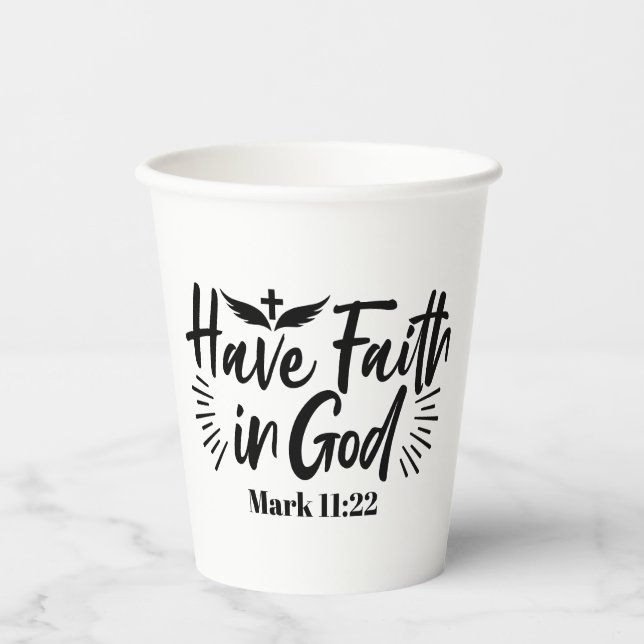 Vasos De Papel Que Dios tenga fe en la cita Inspiradora 11:22 (Anverso)