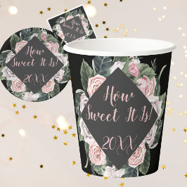 Vasos De Papel Qué Dulce Es La Graduación De Rosas Rosa