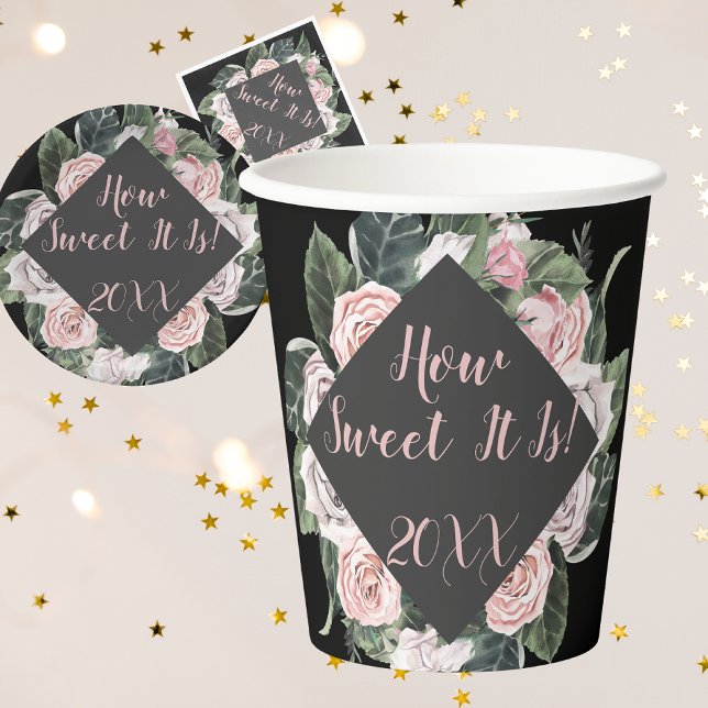 Vasos De Papel Qué Dulce Es La Graduación De Rosas Rosa (Subido por el creador)
