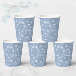 Vasos De Papel Que nieve divertida, copas de nieve azul feriado d