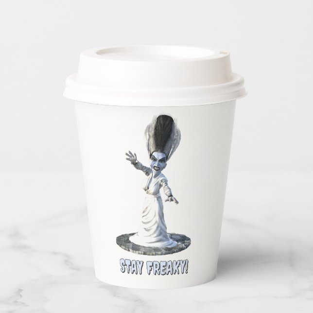 Vasos De Papel ¡Quédate freaky! Novia de Frankenstein (Anverso)