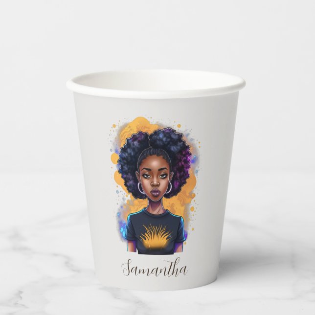 Vasos De Papel Quemando a una mujer africana (Anverso)