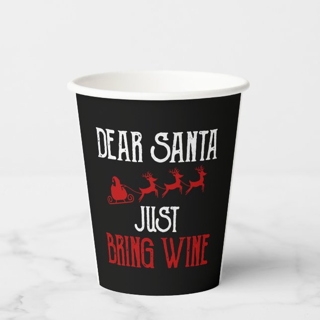 Vasos De Papel Querido Papá Noel, trae algo de vino (Anverso)