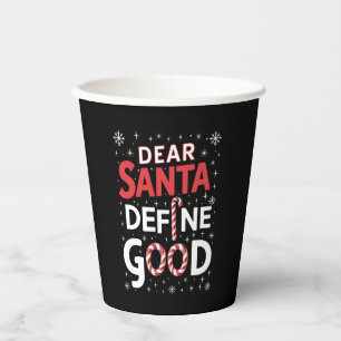 Vasos De Papel Querido Santa Define Buen Día de Navidad Holiday X