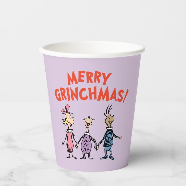 Vasos De Papel Quienes se dan la mano Feliz Grinchmas (Anverso)
