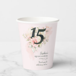 Vasos De Papel Quinceanera 15.ª Personalizado floral rústica