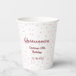 Vasos De Papel Quinceanera anos 15 años añadir puntos rosados