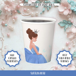 Vasos De Papel Quinceañera Blue Elegance Princess Paper Cup