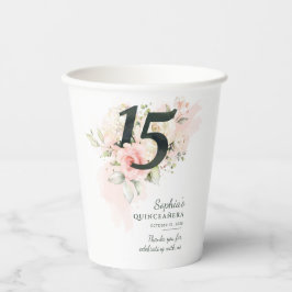 Vasos De Papel Quinceanera, Personalizado floral rústica, 15 años