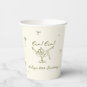 Vasos De Papel Quirky Green Hand Drawn Cin Cin Martini