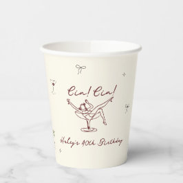 Vasos De Papel Quirky Maroon Hand Drawn Cin Cin Martini