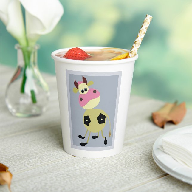 Vasos De Papel Quirky Personalizado vaca Fun Farm Animal (Subido por el creador)