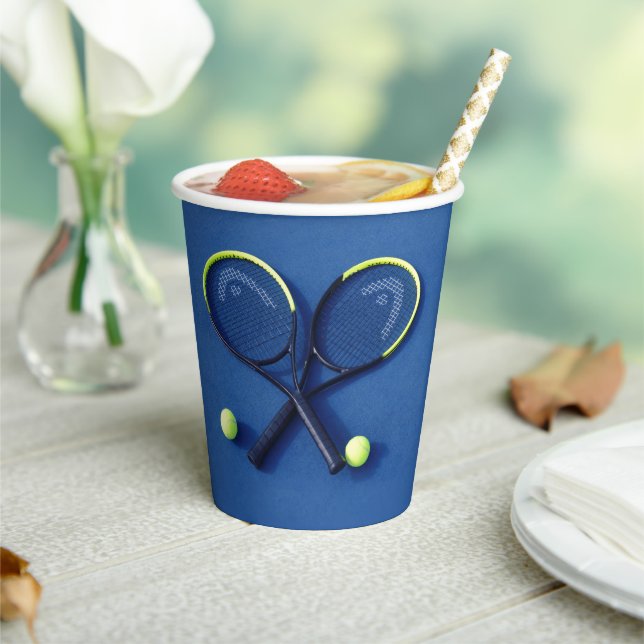 Vasos De Papel Quisquetas azules de fiesta de cumpleaños y tenis  (in situ)