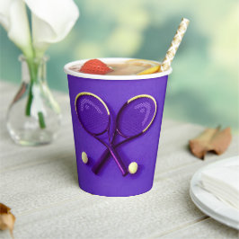 Vasos De Papel Quisquetas moradas de fiesta de cumpleaños y tenis