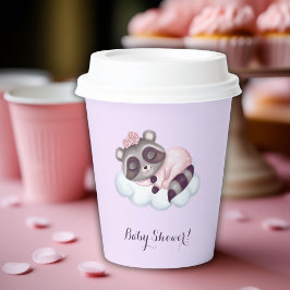 Vasos De Papel Raccoon Animal Baby Shower Lavender