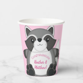 Vasos De Papel Raccoon Baby Shower Pink