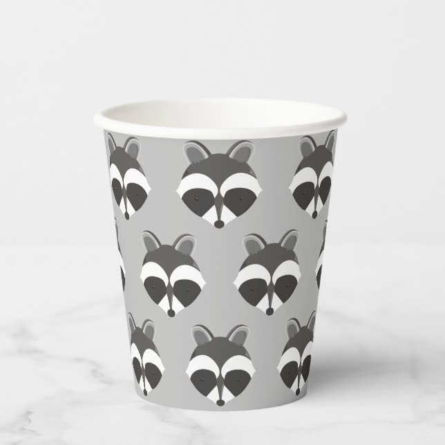 Vasos De Papel Raccoon Cute Face Pattern Animal (Anverso)