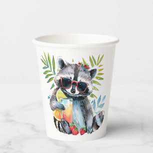 Vasos De Papel Raccoon de verano en gafas de sol chillout playa