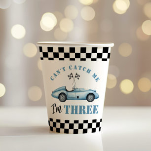 Vasos De Papel Race car Blue 3er niños fiesta de cumpleaños