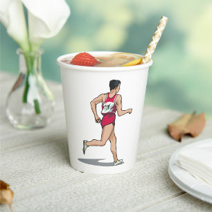 Vasos De Papel Race Walker Atlete Sports Runner en movimiento