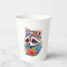 Vasos De Papel Racoon with Flowers