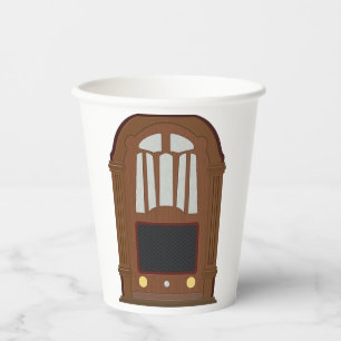 Vasos De Papel Radio Antiguo de Tubos Estéreo de Madera Antigua