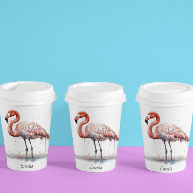 Vasos De Papel Radio Flamingo: acuarela tropical, personalizado (Subido por el creador)