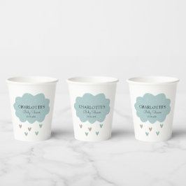 Vasos De Papel Rain Cloud Baby Shower Blue