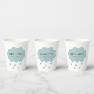 Vasos De Papel Rain Cloud Baby Shower Blue