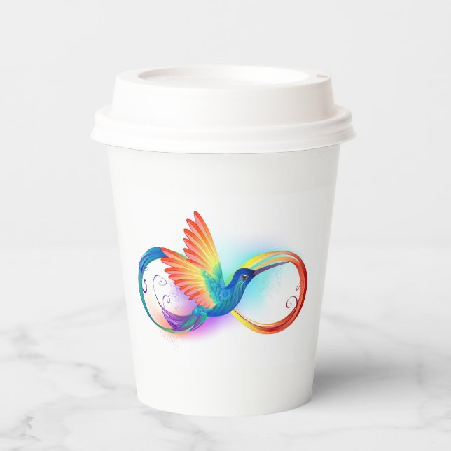 Vasos De Papel Rainbow Hummingbird with Infinity symbol (Anverso)