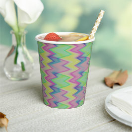 Vasos De Papel Rainbow Zigzags