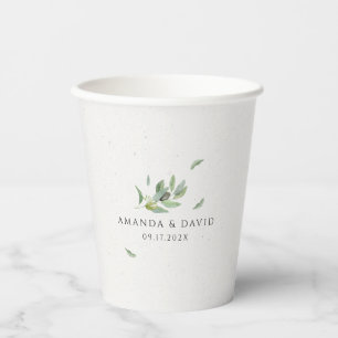 Vasos De Papel Rama de Hojas de Olivo de Toscana