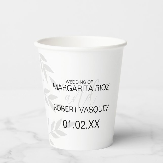 Vasos De Papel Rama moderna gris negro blanco (Anverso)