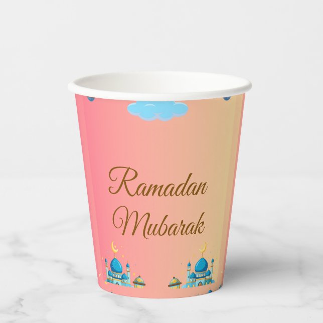 Vasos De Papel Ramadan Kareem Greeting (Anverso)