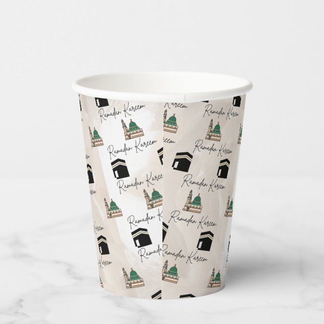 Vasos De Papel Ramadan Kareem Paper Cups Kaaba & Masjid al Nabawi (Derecha)