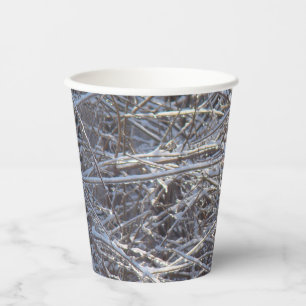 Vasos De Papel Ramas de Hielo Nevadas en Invierno
