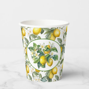 Vasos De Papel Ramas de limón acuarela