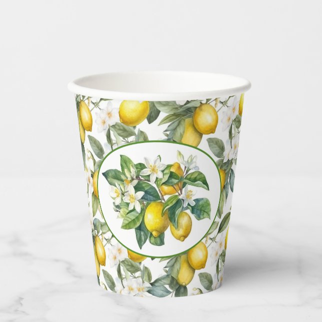 Vasos De Papel Ramas de limón acuarela (Anverso)